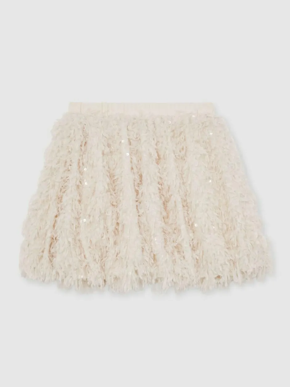 Reiss Ivory Roxy 3-9 yrs Fluffy Sequin-Embellished Skirt New