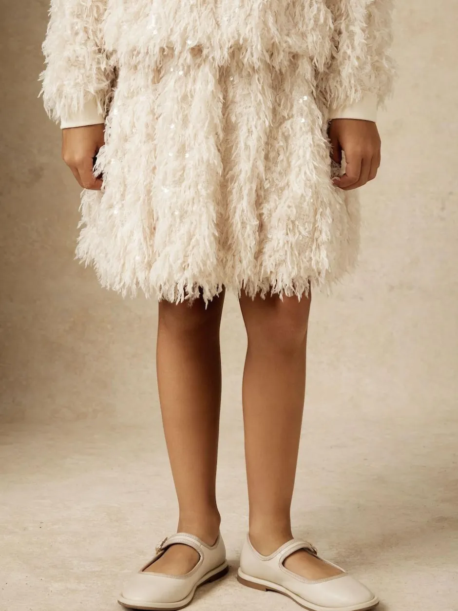 Reiss Ivory Roxy 3-9 yrs Fluffy Sequin-Embellished Skirt New