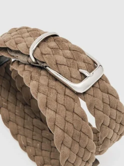 Reiss Jesse Suede Woven Belt Light Stone New