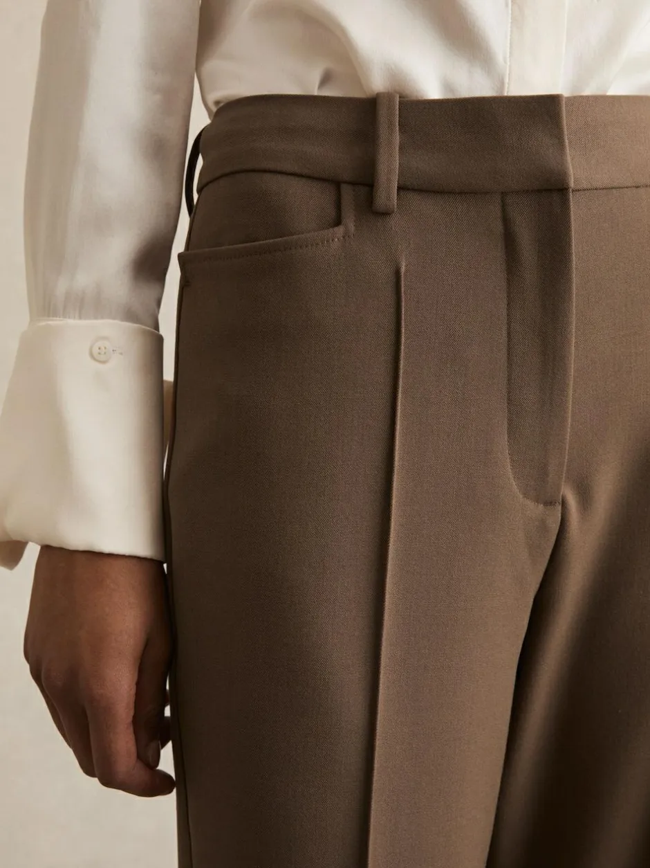 Reiss Gabi Petite Flared Suit Trousers Mink Neutral Online