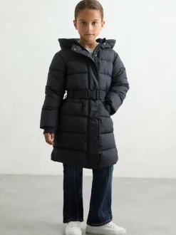 Reiss Navy Alys 9-13 yrs Longline Hooded Puffer Coat Sale