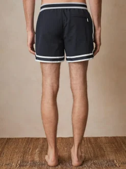 Reiss Baller | Ché Stripe-Trim Swim Shorts Navy New