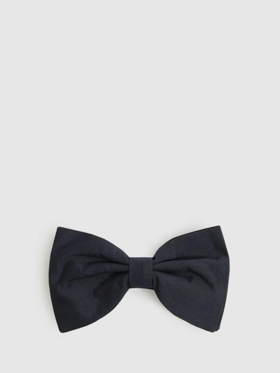 Reiss Navy Boyle Grosgrain Silk Bow Tie Dark Navy Clearance