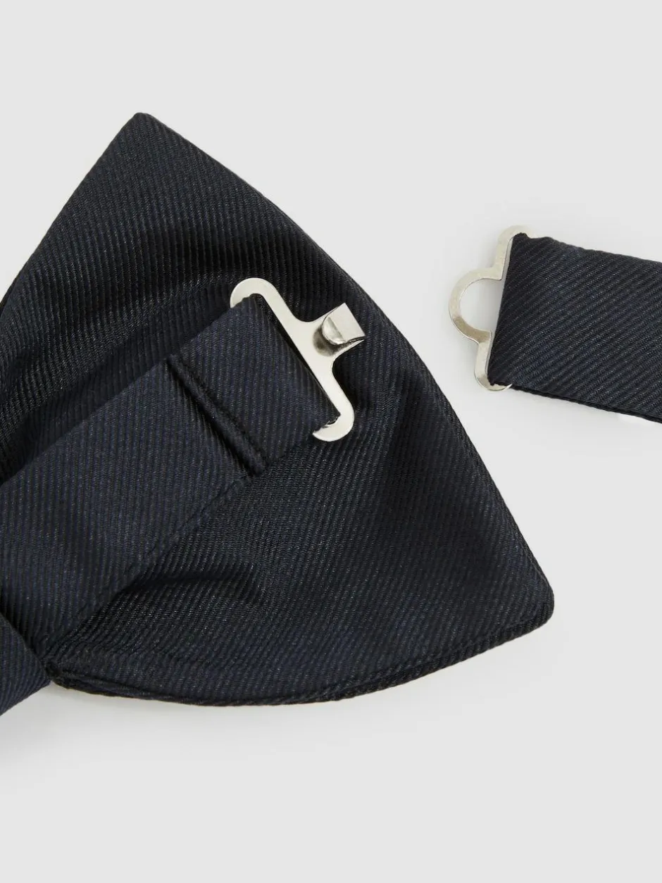 Reiss Navy Boyle Grosgrain Silk Bow Tie Dark Navy Clearance