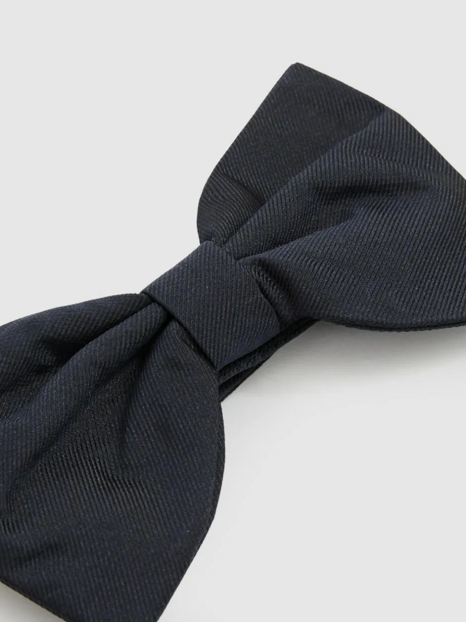 Reiss Navy Boyle Grosgrain Silk Bow Tie Dark Navy Clearance