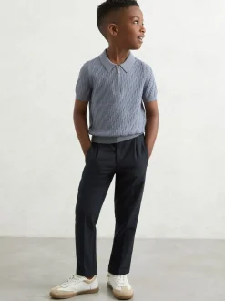 Reiss Brighton 3-9 yrs Relaxed-Fit Pleated Tapered Trousers Navy Best