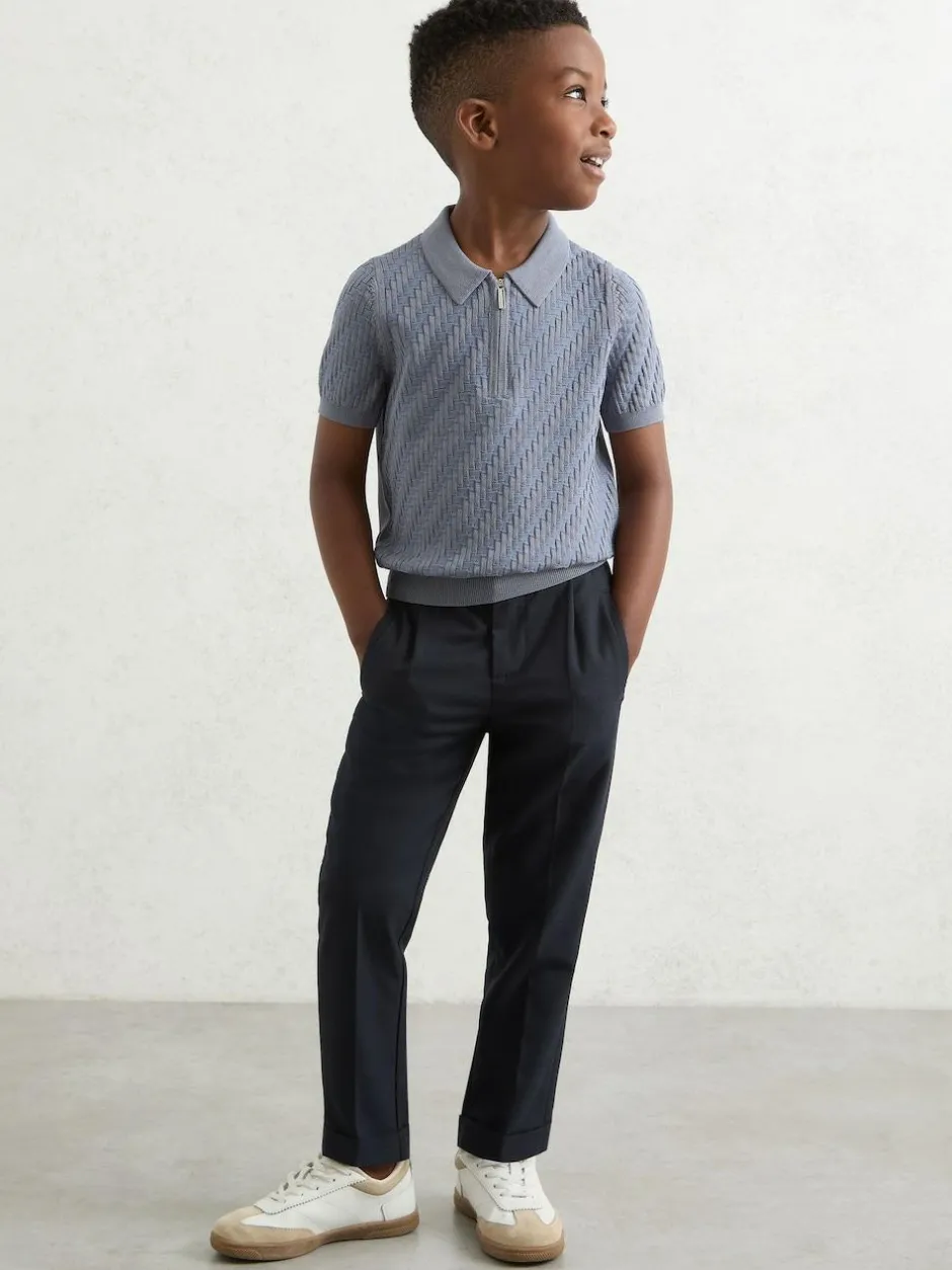 Reiss Brighton 3-9 yrs Relaxed-Fit Pleated Tapered Trousers Navy Best