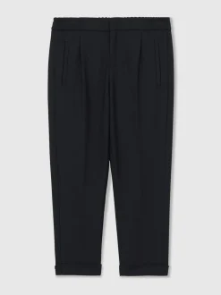 Reiss Brighton 3-9 yrs Relaxed-Fit Pleated Tapered Trousers Navy Best