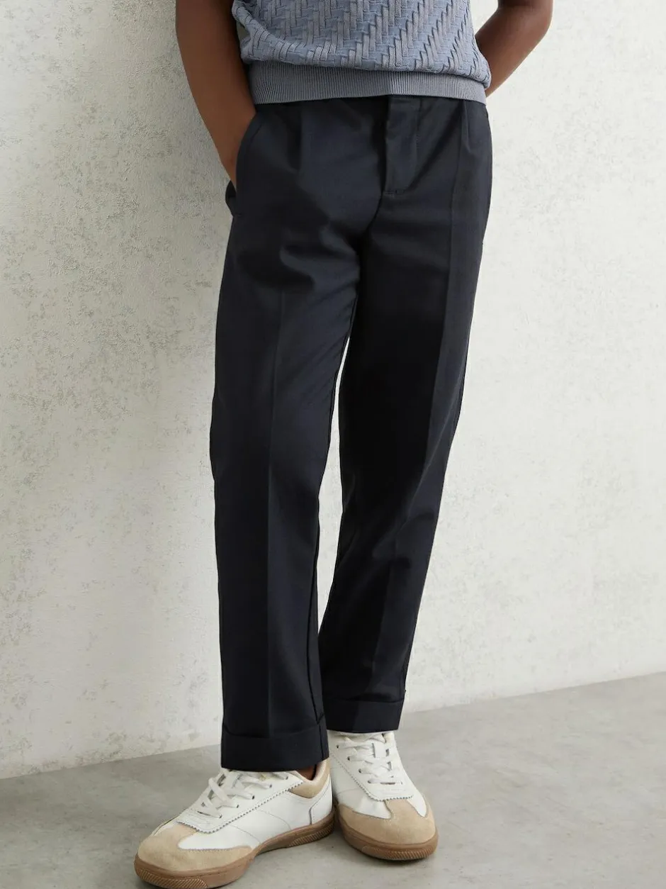 Reiss Brighton 3-9 yrs Relaxed-Fit Pleated Tapered Trousers Navy Best