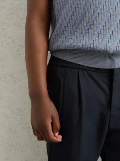 Reiss Brighton 3-9 yrs Relaxed-Fit Pleated Tapered Trousers Navy Best