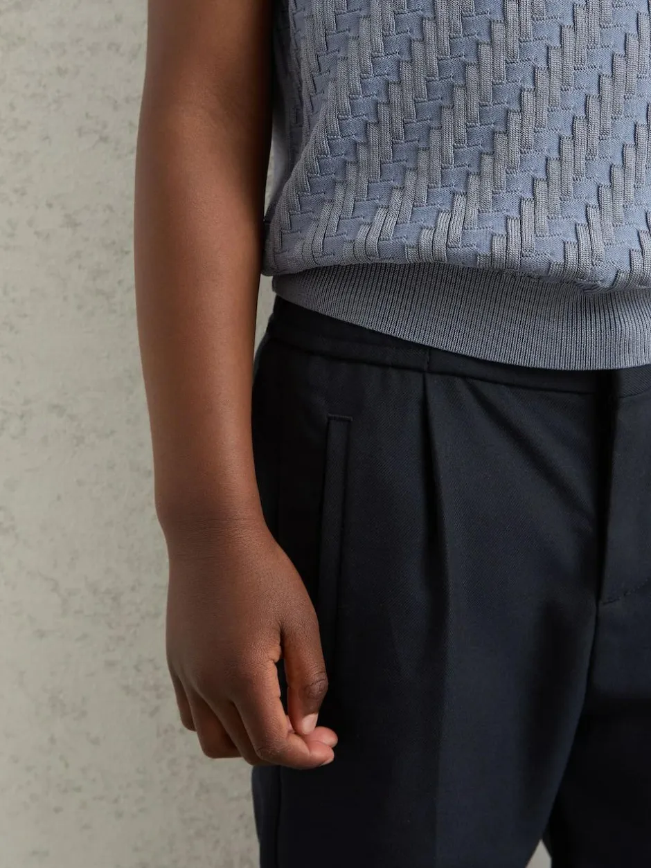 Reiss Brighton 3-9 yrs Relaxed-Fit Pleated Tapered Trousers Navy Best