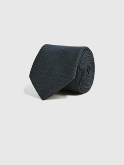 Reiss Ceremony Textured Silk Blend Tie Navy Hot