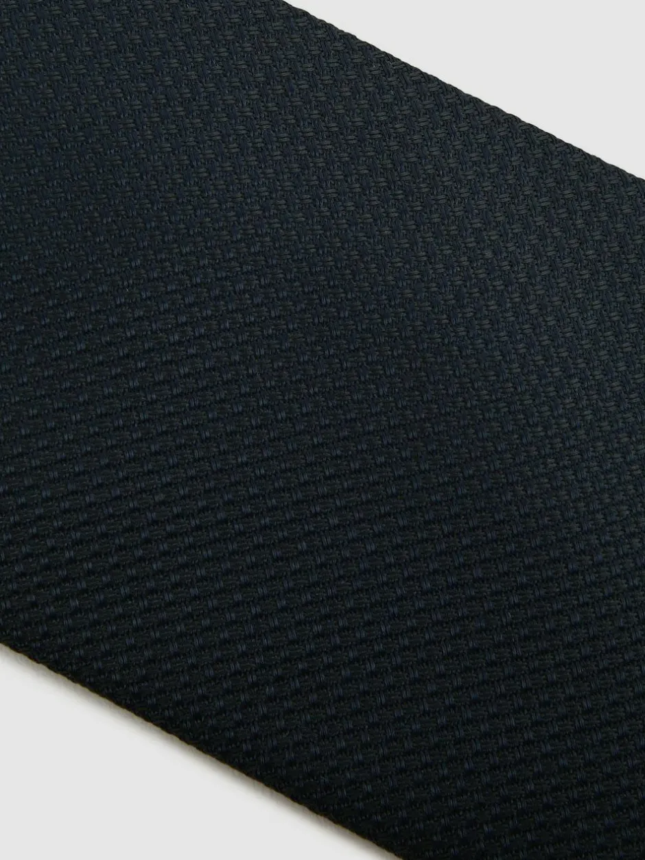 Reiss Ceremony Textured Silk Blend Tie Navy Hot