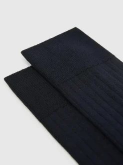 Reiss Fela Ribbed Socks Navy Clearance