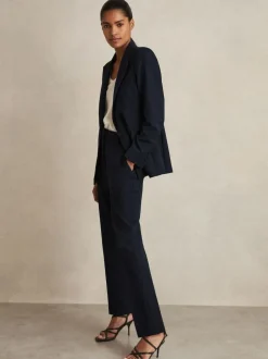 Reiss Gabi Tailored Single Breasted Suit Blazer Navy New
