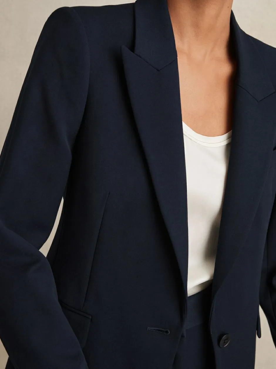Reiss Gabi Tailored Single Breasted Suit Blazer Navy New