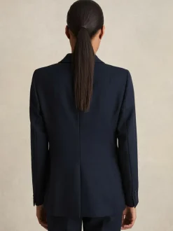 Reiss Gabi Tailored Single Breasted Suit Blazer Navy New
