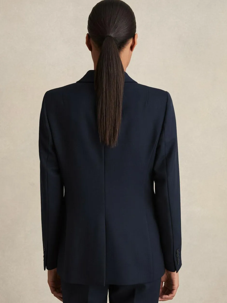 Reiss Gabi Tailored Single Breasted Suit Blazer Navy New