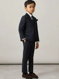 Reiss Navy Hope 9-13 yrs Wool-Blend Single-Breasted Suit Blazer Clearance