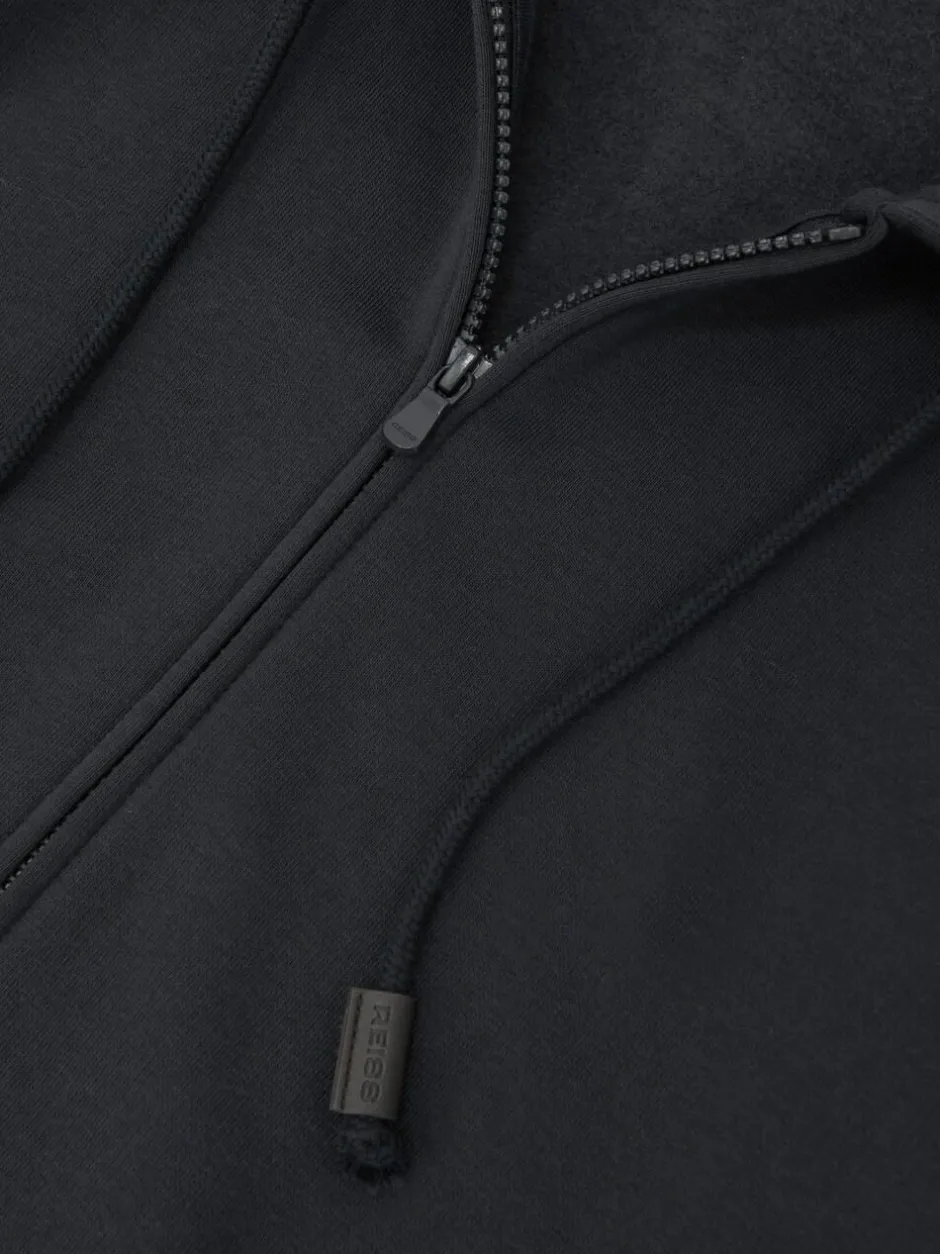 Reiss Howel Cotton-Blend Zip-Through Hoodie Navy New