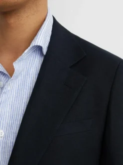 Reiss Kin Single Breasted Linen Blazer Tailored-Fit Navy Discount