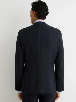 Reiss Kin Single Breasted Linen Blazer Tailored-Fit Navy Discount