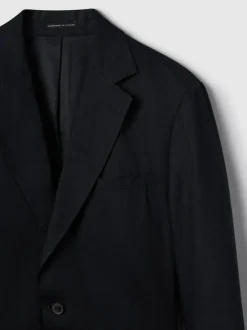 Reiss Kin Single Breasted Linen Blazer Tailored-Fit Navy Discount