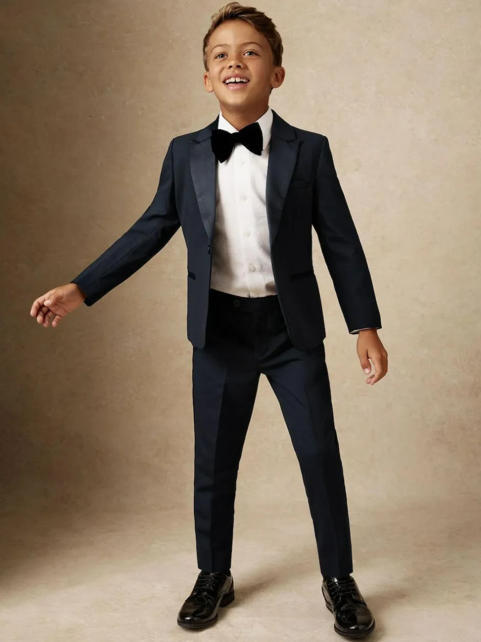 Reiss Navy Knightsbridge 9-13 yrs Single-Breasted Tuxedo Blazer Wool-Blend Discount