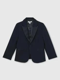 Reiss Navy Knightsbridge 9-13 yrs Single-Breasted Tuxedo Blazer Wool-Blend Discount