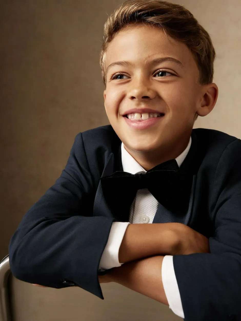 Reiss Navy Knightsbridge 9-13 yrs Single-Breasted Tuxedo Blazer Wool-Blend Discount
