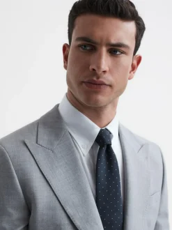 Reiss Navy Liam Polka Dot Silk Tie Clearance
