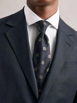 Reiss Marco Silk-Wool Square-Medallion Tie Navy Outlet