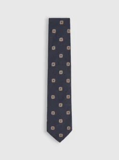 Reiss Marco Silk-Wool Square-Medallion Tie Navy Outlet
