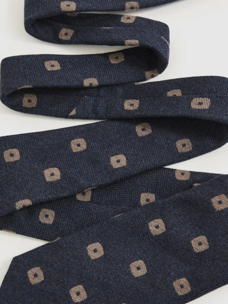 Reiss Marco Silk-Wool Square-Medallion Tie Navy Outlet