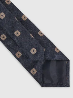Reiss Marco Silk-Wool Square-Medallion Tie Navy Outlet