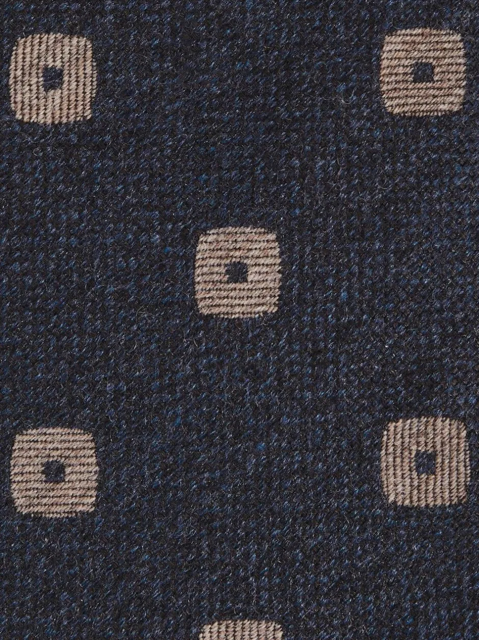 Reiss Marco Silk-Wool Square-Medallion Tie Navy Outlet