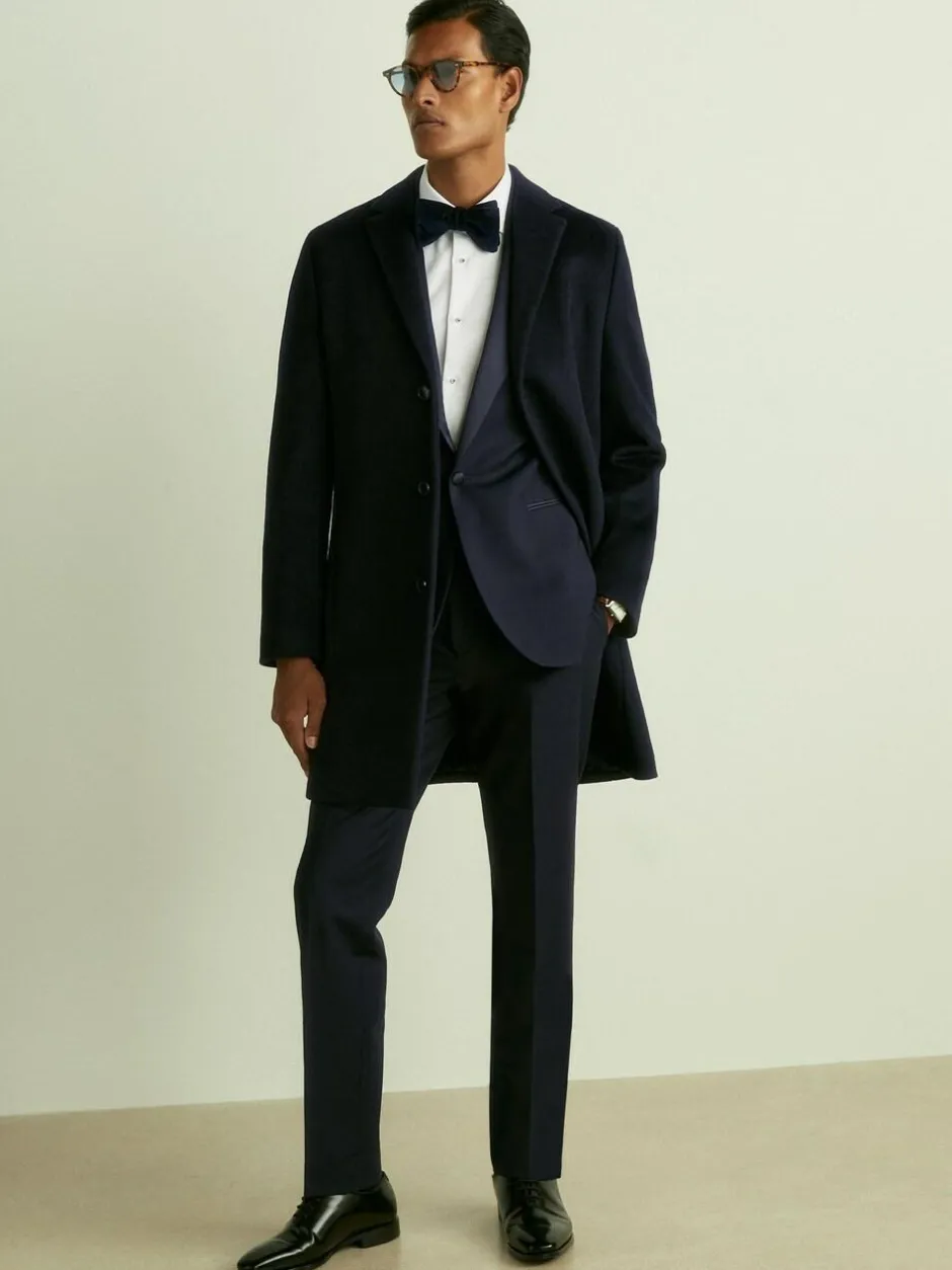 Reiss Navy Poker Peak Lapel Single-Breasted Tuxedo Jacket Slim-Fit Hot