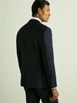 Reiss Navy Poker Peak Lapel Single-Breasted Tuxedo Jacket Slim-Fit Hot