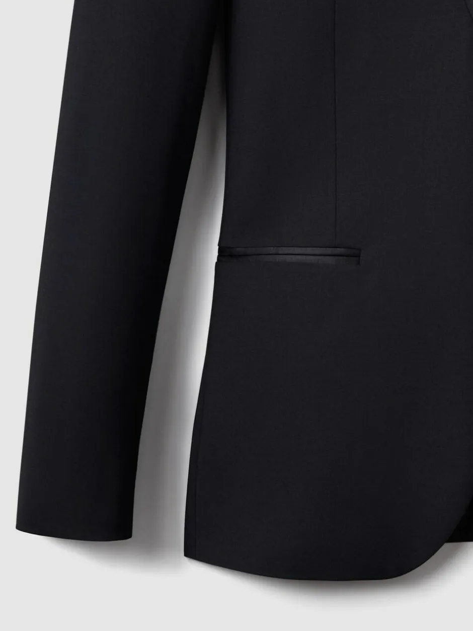 Reiss Navy Poker Peak Lapel Single-Breasted Tuxedo Jacket Slim-Fit Hot