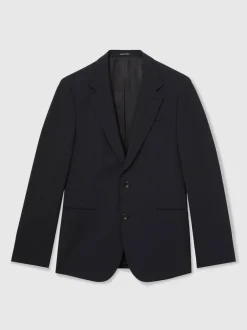 Reiss Promise Wool-Blend Single-Breasted Suit Blazer Tailored-Fit Navy Discount