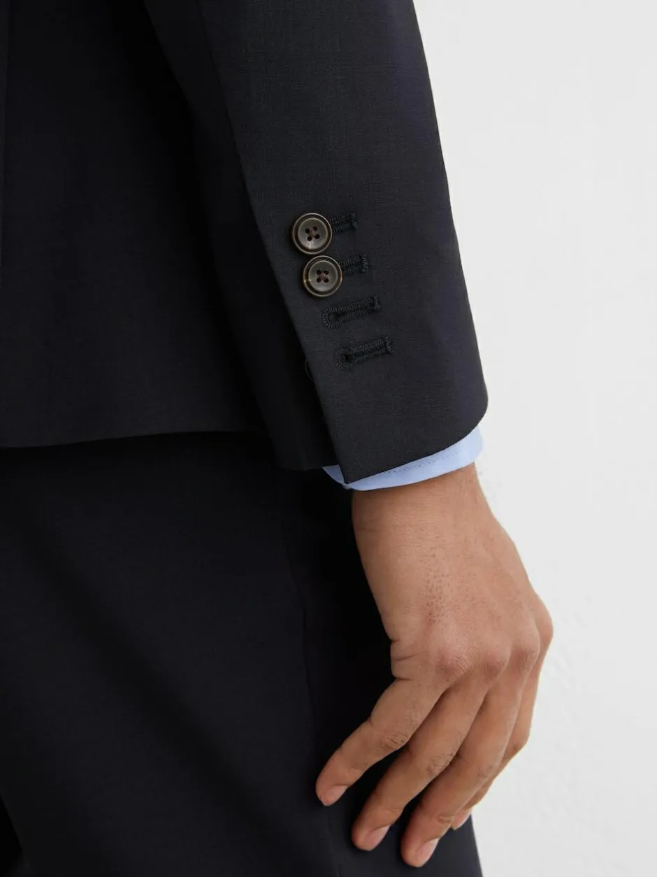 Reiss Promise Wool-Blend Single-Breasted Suit Blazer Tailored-Fit Navy Discount
