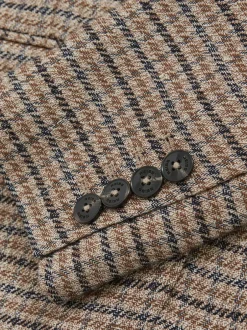 Reiss Neutral Check River Single-Breasted Check Suit Blazer With Linen Sale