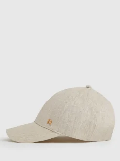 Reiss Neutral Lilly Linen Logo Baseball Cap Outlet