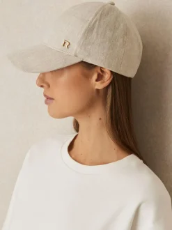 Reiss Neutral Lilly Linen Logo Baseball Cap Outlet