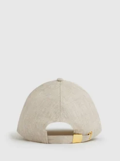 Reiss Neutral Lilly Linen Logo Baseball Cap Outlet