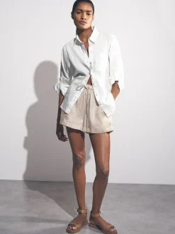 Reiss Neutral Willow Linen-Blend Drawstring Shorts Outlet