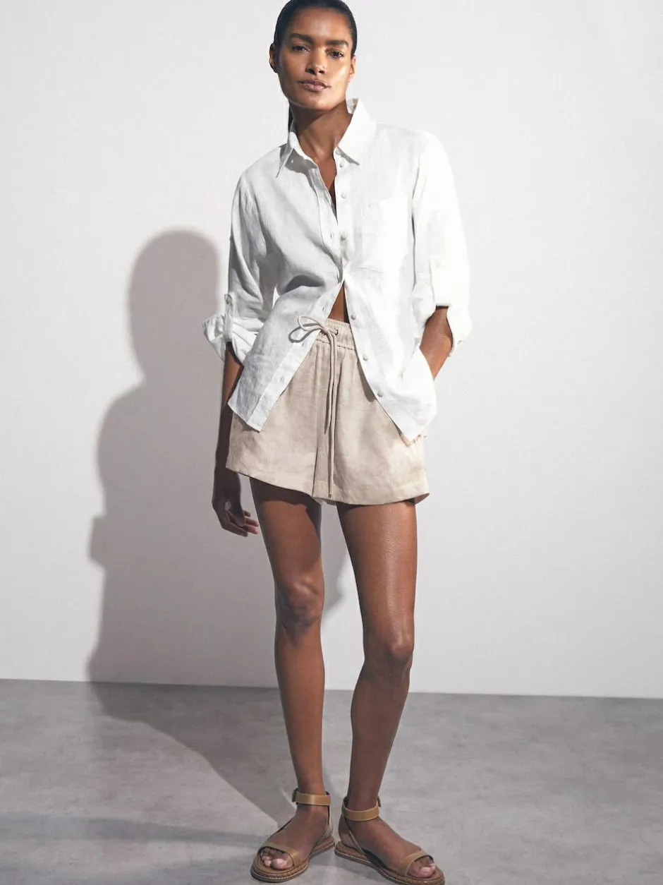 Reiss Neutral Willow Linen-Blend Drawstring Shorts Outlet