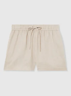 Reiss Neutral Willow Linen-Blend Drawstring Shorts Outlet
