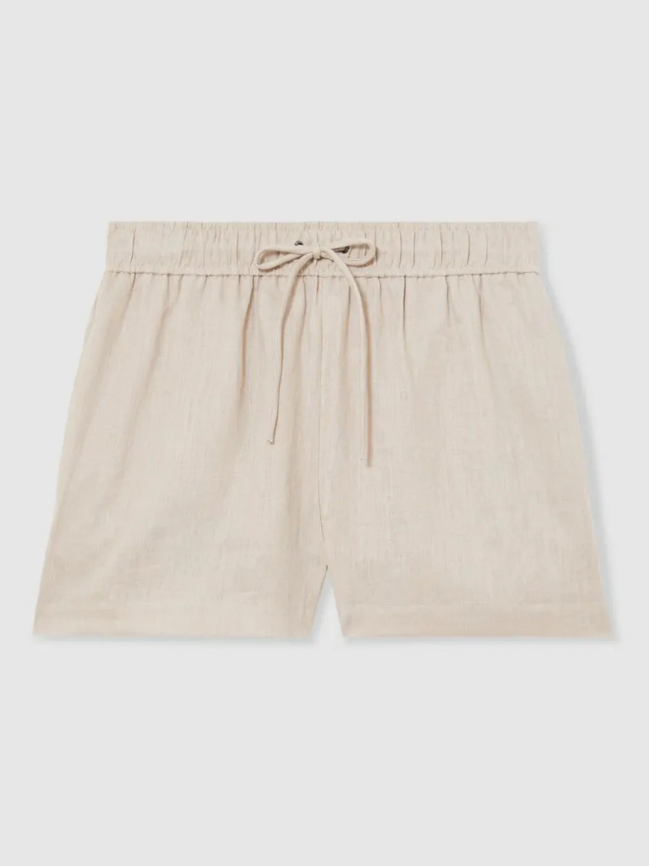 Reiss Neutral Willow Linen-Blend Drawstring Shorts Outlet
