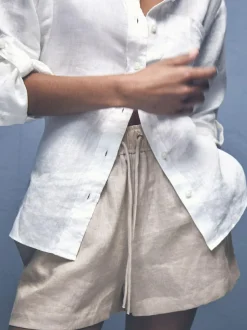 Reiss Neutral Willow Linen-Blend Drawstring Shorts Outlet